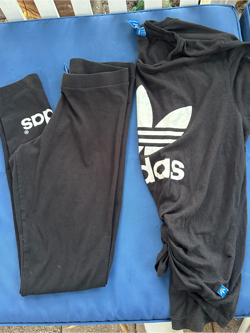 adidas Black Logo Leggings with White Trefoil Size XS
